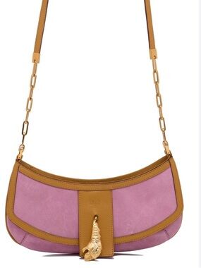 Gucci Pink Suede Shoulder Bag with tiger charm